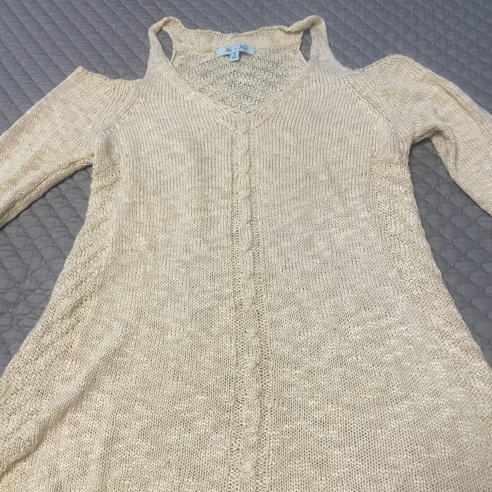 She + Sky Cream Off-the-Shoulder Sweater